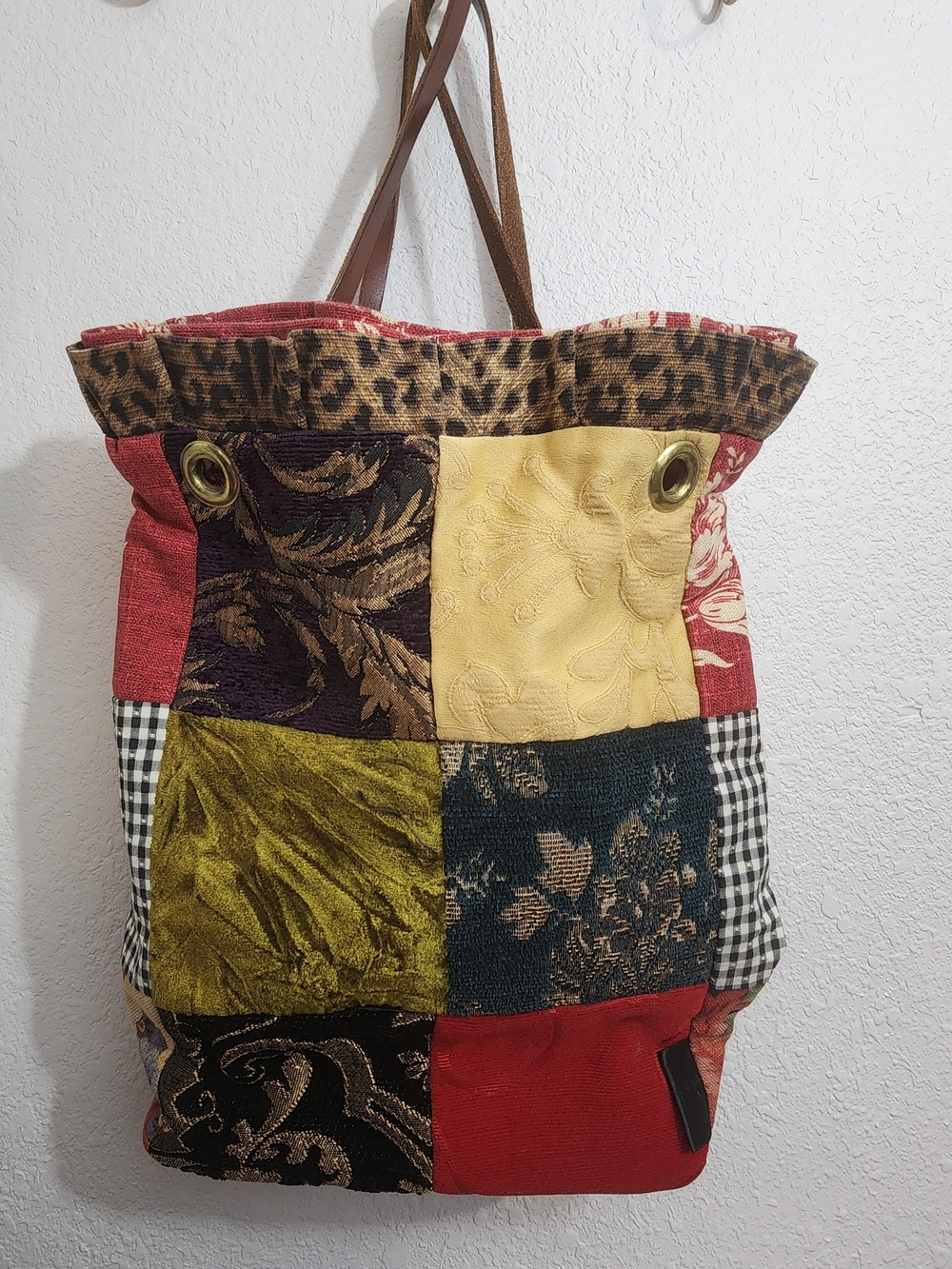 VTG Harlequin by Maartje Convertible Patchwork Backpack Tote Bag Boho Brocade